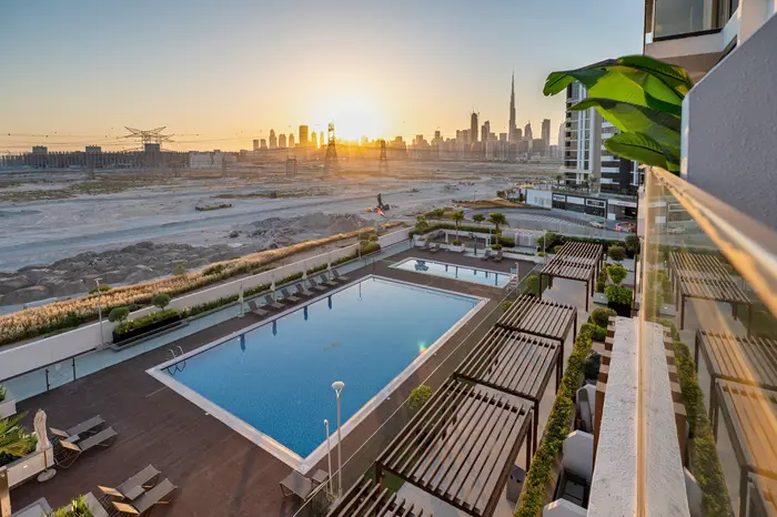 Community pool from above