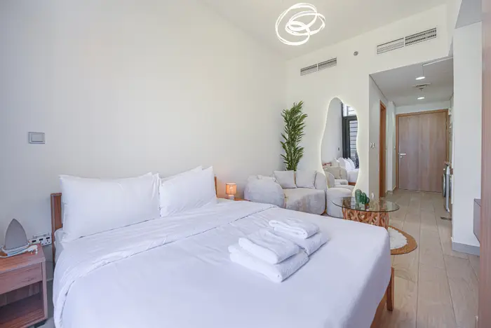 Studio overview with king bed